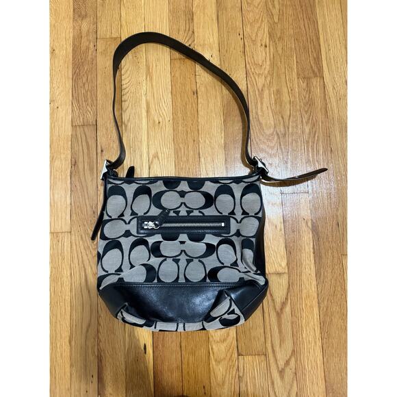 Coach Legacy Signature C Duffle Hobo Bag Tote Purse Black logo shoulder bag - Picture 4 of 12